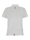 Thom Browne White Short Sleeve And Front Buttoning Polo In Cotton Woman In White