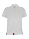 Thom Browne White Short Sleeve And Front Buttoning Polo In Cotton Woman In White