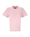 Thom Browne Relaxed Fit Short Sleeve Tee With Red, White And Blue Stripe In Classic Pique In Pink