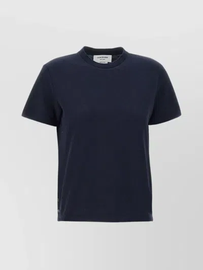 Thom Browne Relaxed Fit Short Sleeves Piquè Cotton T-shirt In Blue