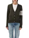 Thom Browne Relaxed Fit V-neck Cardigan In Dk Green