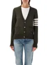 Thom Browne Relaxed Fit V-neck Cardigan In Dk Green