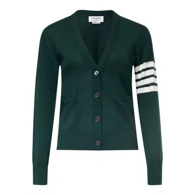 Thom Browne Relaxed Fit V Neck Cardigan In Green