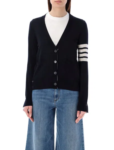 Thom Browne Relaxed Fit V-neck Cardigan W/ 4 Bar In In Navy