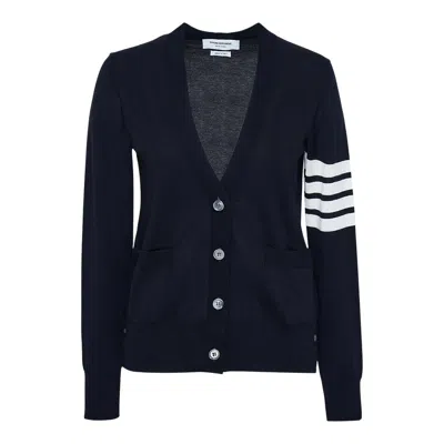 Thom Browne Relaxed Fit V Neck Cardigan Women In Blue