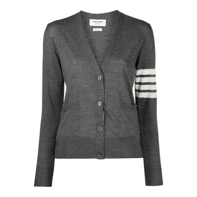 Thom Browne Relaxed Fit V Neck Cardigan Women In Gray