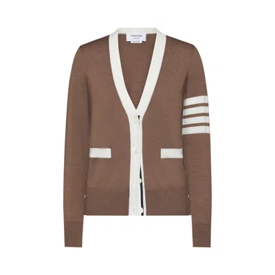 Pre-owned Thom Browne Relaxed Fit V Neck Knitwear 'walnut' | Women's Size 38