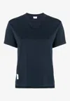 Thom Browne Navy Blue Logo Patch T-shirt In Blue