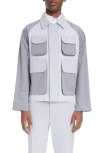 THOM BROWNE RELAXED STRIPE CROP COTTON FIELD JACKET