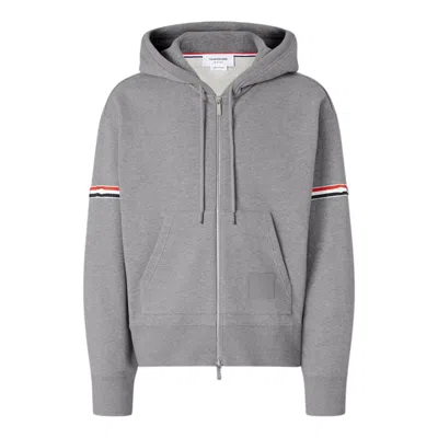 Thom Browne Relaxed Zip Up Hoodie In Gray