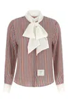 Thom Browne Rwb-striped Silk Blouse In Multi
