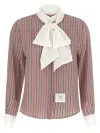 Thom Browne Rwb-striped Silk Blouse In Multi