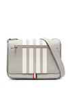 Thom Browne Reporter 4-bar Stripe Shoulder Bag In Grey