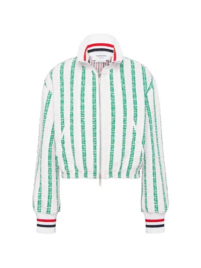 Thom Browne Gestreifte Repp Tweed-blousonjacke In Multi