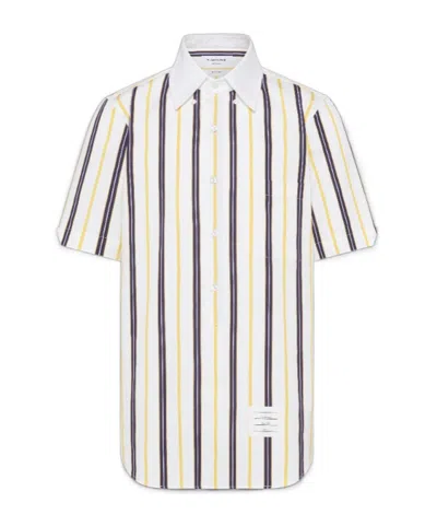 Thom Browne Repp Striped Short-sleeve Shirt In Multi