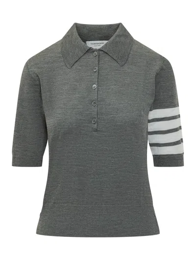 Thom Browne Rethexed Fit Polo With Quattro Banof In Pink