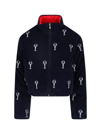 Thom Browne Reversible Cropped Jacket In Blue
