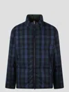 Thom Browne Wool Blend Check Reversible Puffer Jacket In Blue