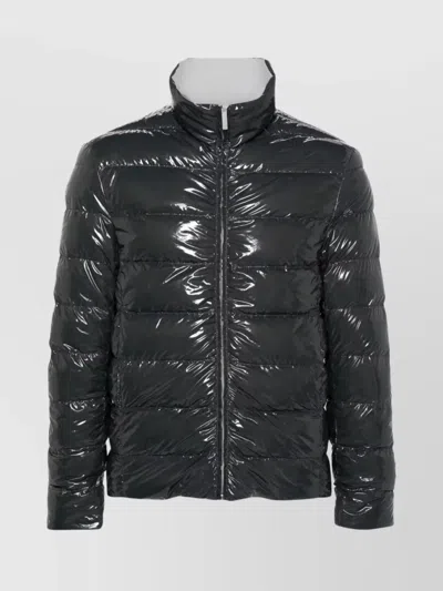 THOM BROWNE REVERSIBLE PADDED ZIP-UP JACKET WITH HIGH NECK