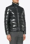 Thom Browne Dark Grey Reversible Zip-up Puffer Jacket In Gray