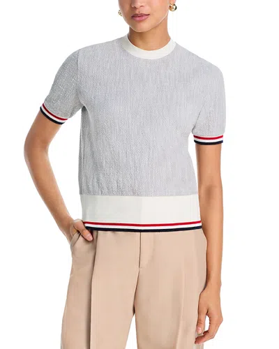 Thom Browne Rib Cuff Tee In Gray