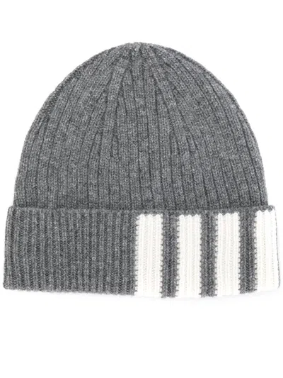 Thom Browne Rib Hat W/ 4 Bar Stripe In Cashmere In Multi