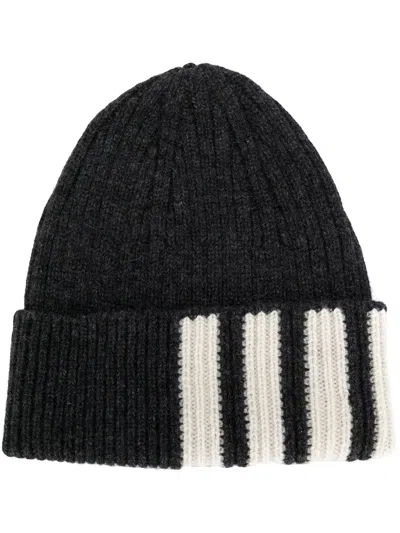 Thom Browne Rib Hat W/ 4 Bar Stripe In Cashmere In Multi