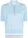 Thom Browne Rib-stitch Boxy Polo Shirt In Blue