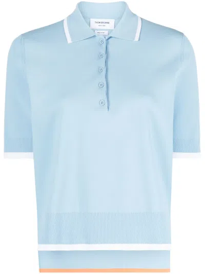 Thom Browne Rib-stitch Boxy Polo Shirt In Blue