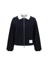 Thom Browne Ribbed Collar Jacket In Navy
