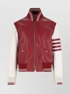 Thom Browne Ribbed Collar Striped Sleeves Jacket Front Pockets