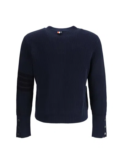 Thom Browne Ribbed Cotton Cardigan In Blue