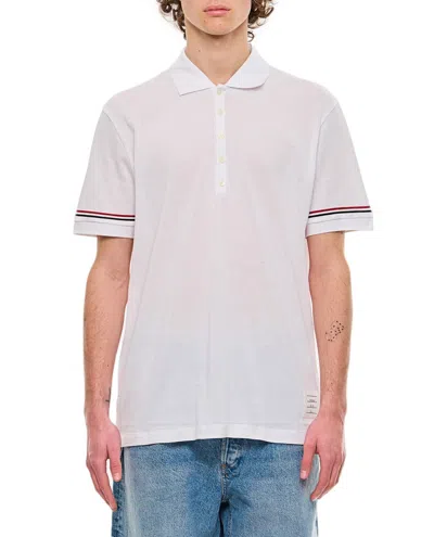 THOM BROWNE RIBBED CUFF POLO SHIRT