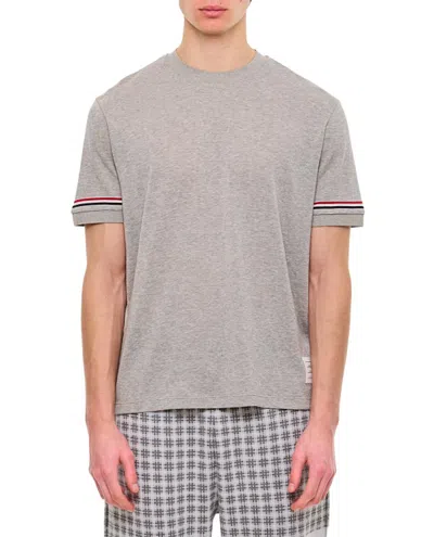 Thom Browne Ribbed Cuff T-shirt In Grey