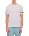 Thom Browne Lightweight Striped Cuff Cotton T-shirt In White