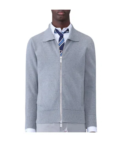 Thom Browne Ribbed-detail Knit Cardigan In Gray