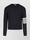 Thom Browne Ribbed Hem Crewneck Striped Sleeve Button Cuffs