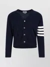 Thom Browne Ribbed Hem Knitwear With V-neckline And Striped Sleeves In Multi