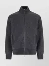 Thom Browne Ribbed High Collar Jacket With Side Pockets In Black