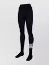 Thom Browne Ribbed High Waist Tights With Striped Detail