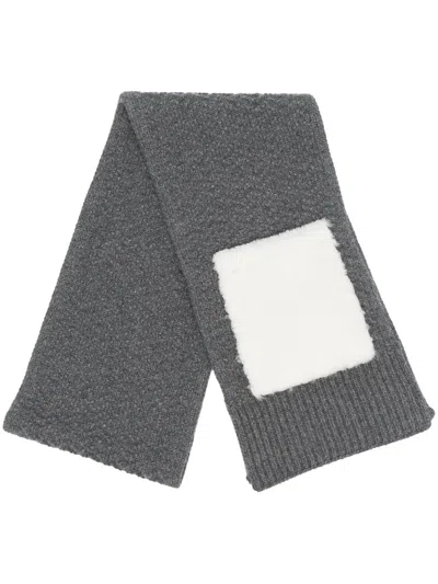 Thom Browne Ribbed-knit Scarf In Grey