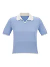 Thom Browne Ribbed-knit Short-sleeve Polo Top In Blue