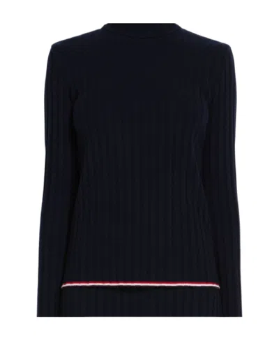 Thom Browne Ribbed Knit Turtleneck Jumper In Black