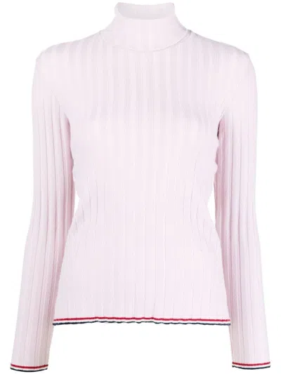 Thom Browne Ribbed Cashmere Turtleneck Sweater In Baby Pink