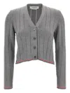Thom Browne Ladder Full Needle Rib Stitch V Neck Car