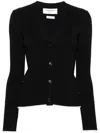 Thom Browne Striped Sleeve Cashmere Cardigan With Contrast Trim In Black