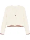 Thom Browne Ribbed Wool Cardigan In White