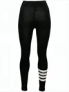 Thom Browne Ribbed Wool Leggings With Signature Stripes By  In Black