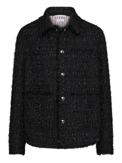 Thom Browne Ribbon Tweed-texture Jacket In Black