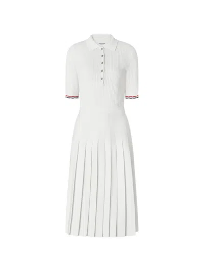Thom Browne 골지 스티치 미디 폴로 드레스 In Black